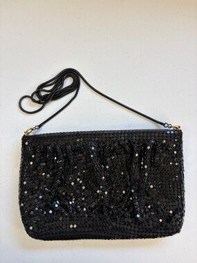 Vintage Black Metallic Metal Mesh Pouch Clutch Purse Party 90s Whimsigoth Prom